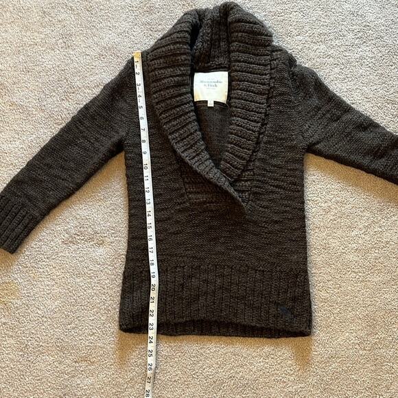 Abercrombie & Fitch Women’s Shawl Collar Sweater Size S Brown Chunky Knit Wool - Picture 7 of 7